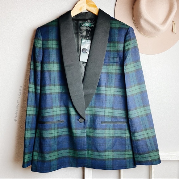 ralph lauren green plaid blazer